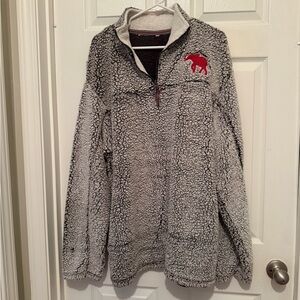 Gray Sherpa Pullover with Red Elephant Logo